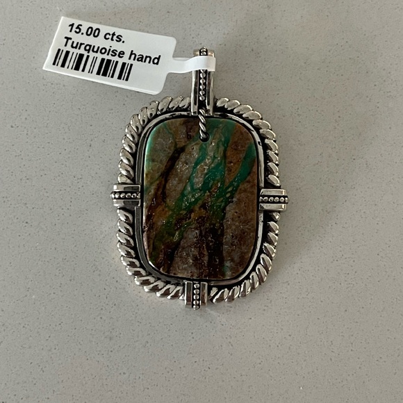 One of a kind 15.00 carats Hachita Turquoise 925 pendant - Picture 8 of 12